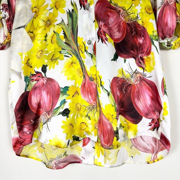 Dolce Gabbana Onion Print Silk Blouse Top - Picture 2 of 14